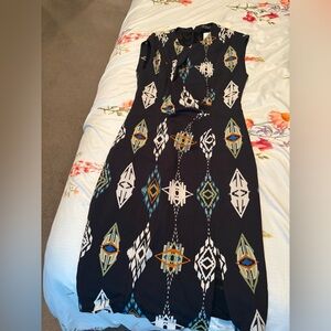 Etro Black Maxi Dress with Geometric Patterns